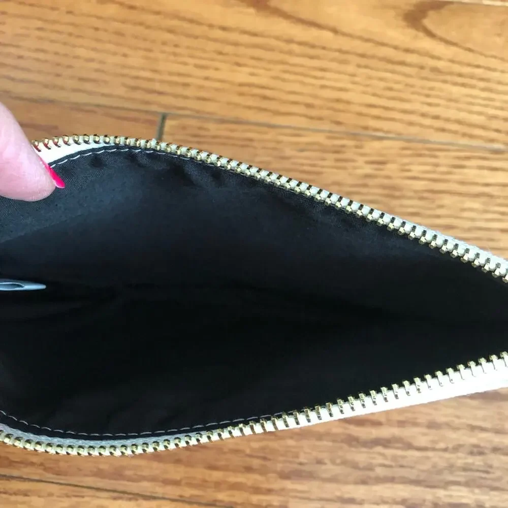 Little Miss Pink Pencil Accessories Pouch with Fun Characters Faux Leather NWT